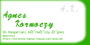 agnes kormoczy business card